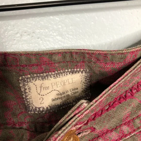 Free People Pink Gray Cotton Shorts Side Tie Shorty Shorts Low Rise 2 - Picture 3 of 7